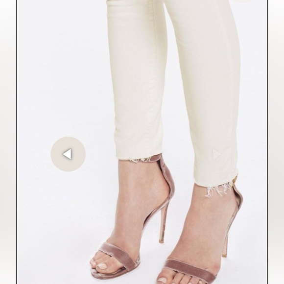 MOTHER THE LOOKER ANKLE FRAY IN WHIPPING THE CREAM HIGH RISE SKINNIES W/FRAY HEM - Picture 7 of 14